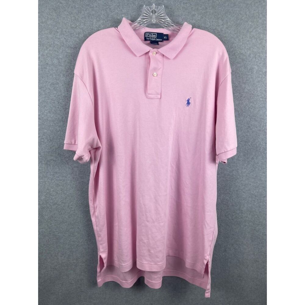 Ralph Lauren Polo Shirt Men's XL Pink Short Sleeve Classic Business Casual STAIN